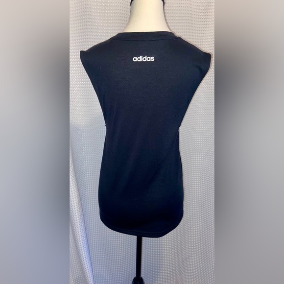 Women’s Adidas Black with white adidas letters muscle tee size XS - Picture 9 of 10